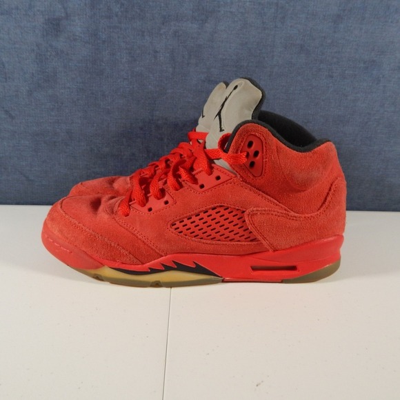 Air Jordan 5 Retro BG University Red/Black Suede 440888-602 Grade School Size 7Y - Picture 4 of 9